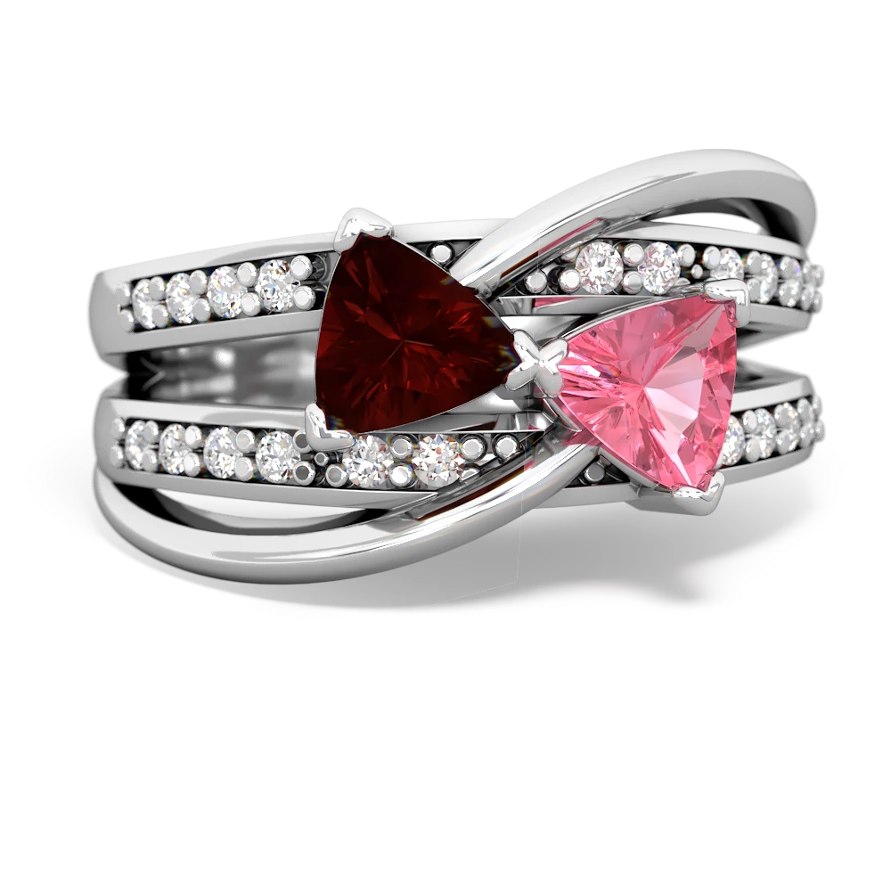 Garnet Bowtie 14K White Gold ring R2360