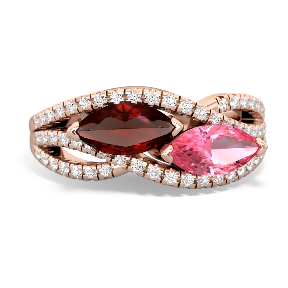 Garnet Diamond Rivers 14K Rose Gold ring R3070