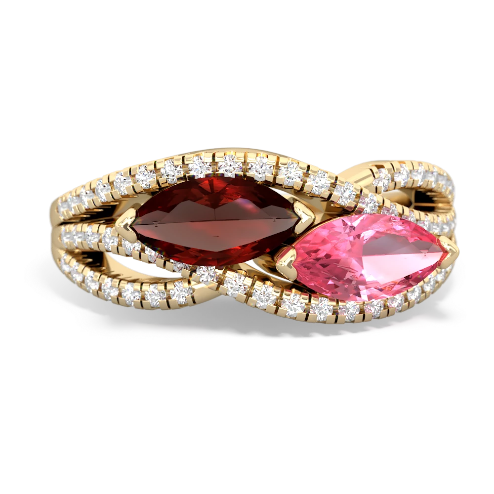 Garnet Diamond Rivers 14K Yellow Gold ring R3070