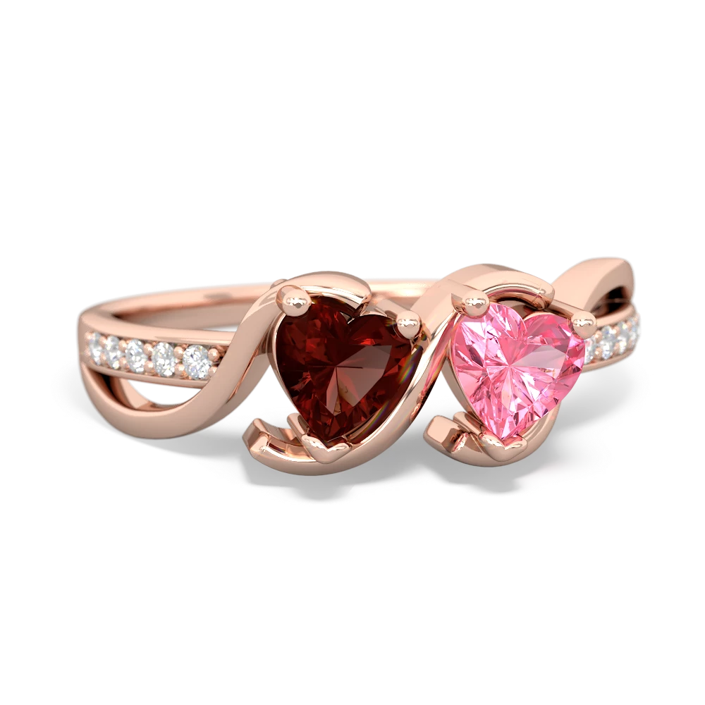 Garnet Side By Side 14K Rose Gold ring R3090