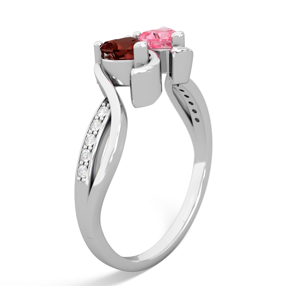 Garnet Side By Side 14K White Gold ring R3090