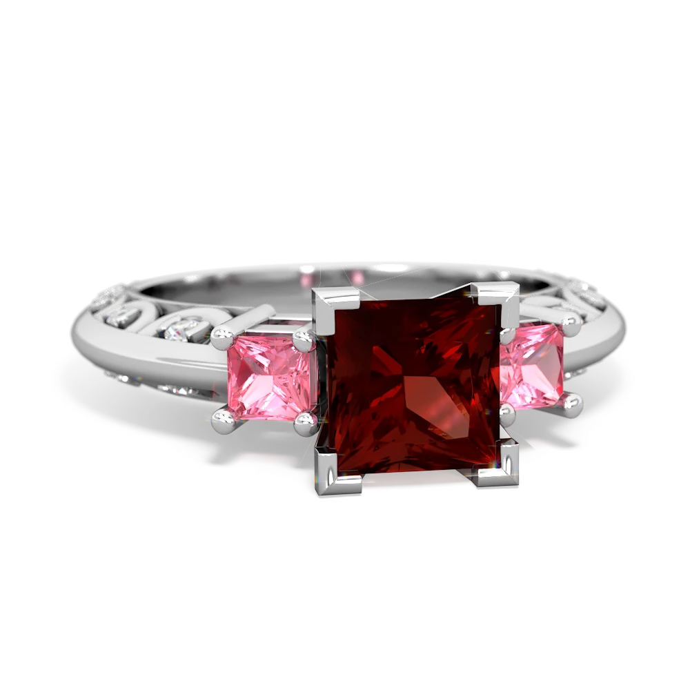 Garnet Eternal Embrace Engagement 14K White Gold ring C2001