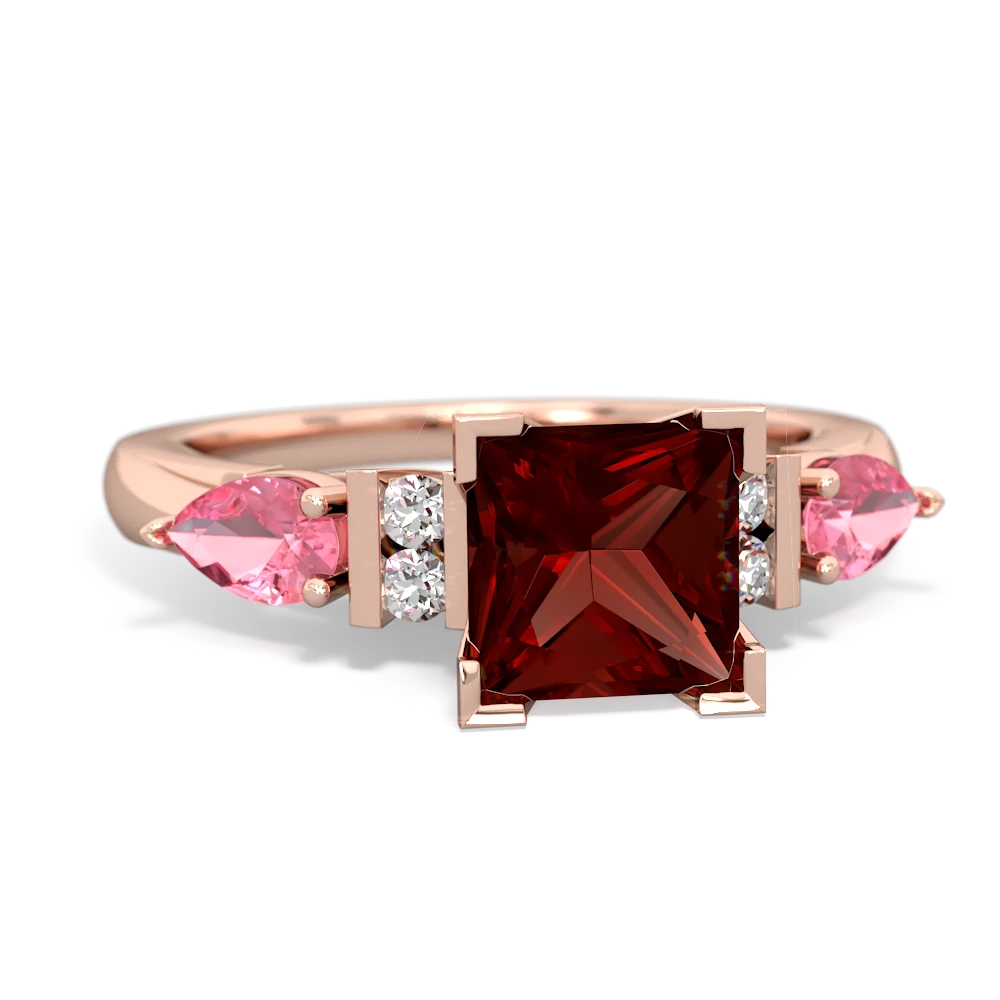 Garnet 6Mm Princess Eternal Embrace Engagement 14K Rose Gold ring C2002