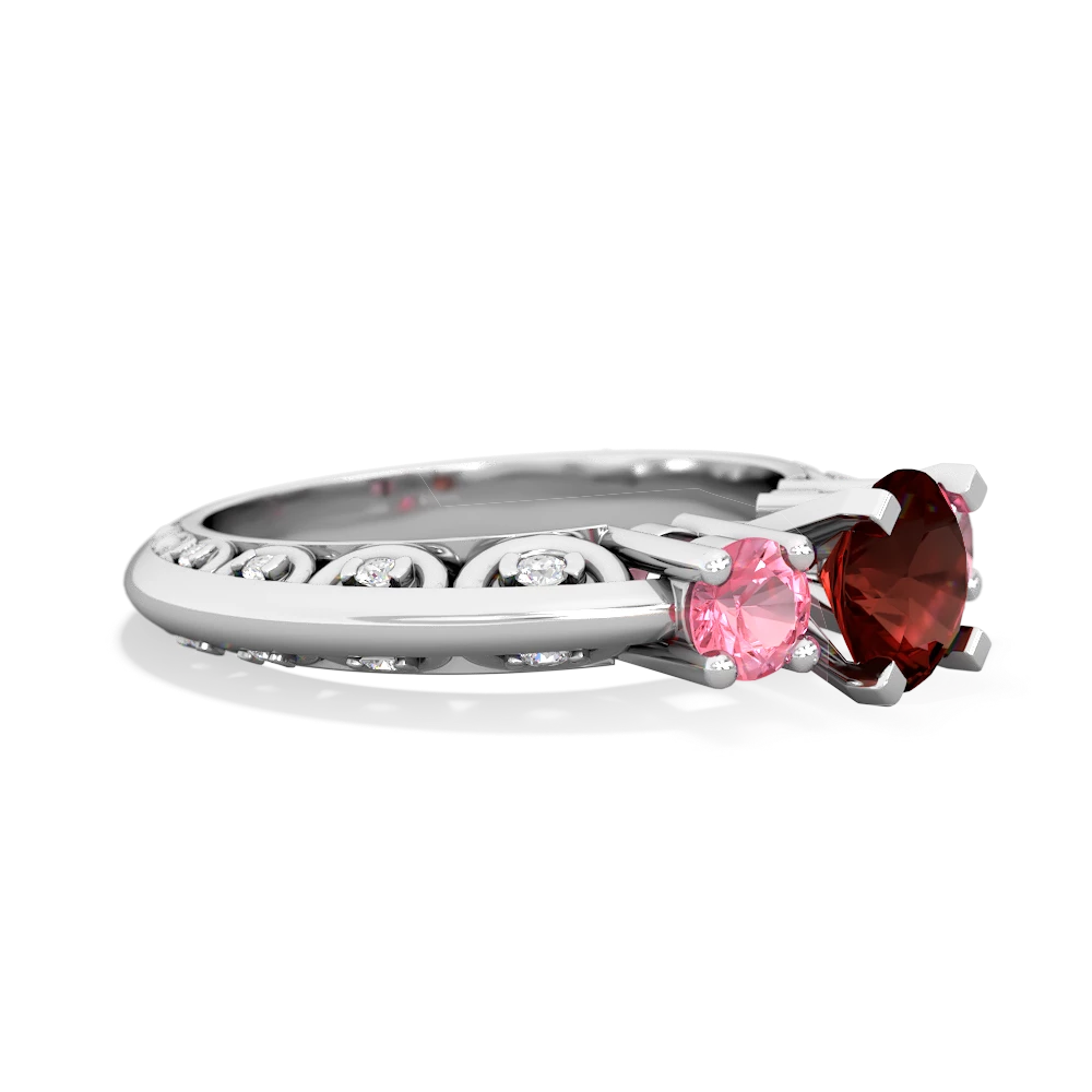 Garnet Art Deco Eternal Embrace Engagement 14K White Gold ring C2003