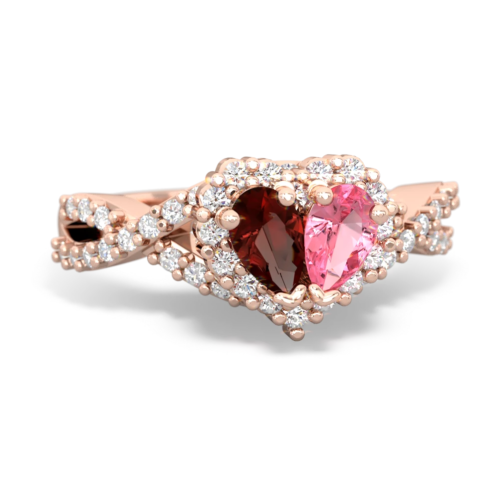 Garnet Diamond Twist 'One Heart' 14K Rose Gold ring R2640HRT