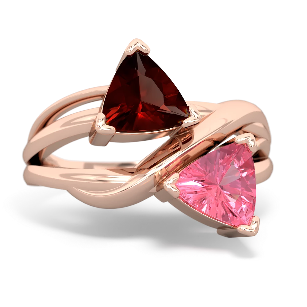 Garnet Split Band Swirl 14K Rose Gold ring R2341