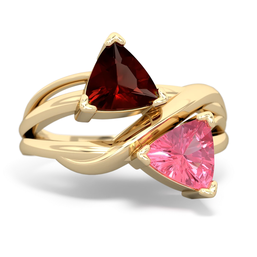 Garnet Split Band Swirl 14K Yellow Gold ring R2341