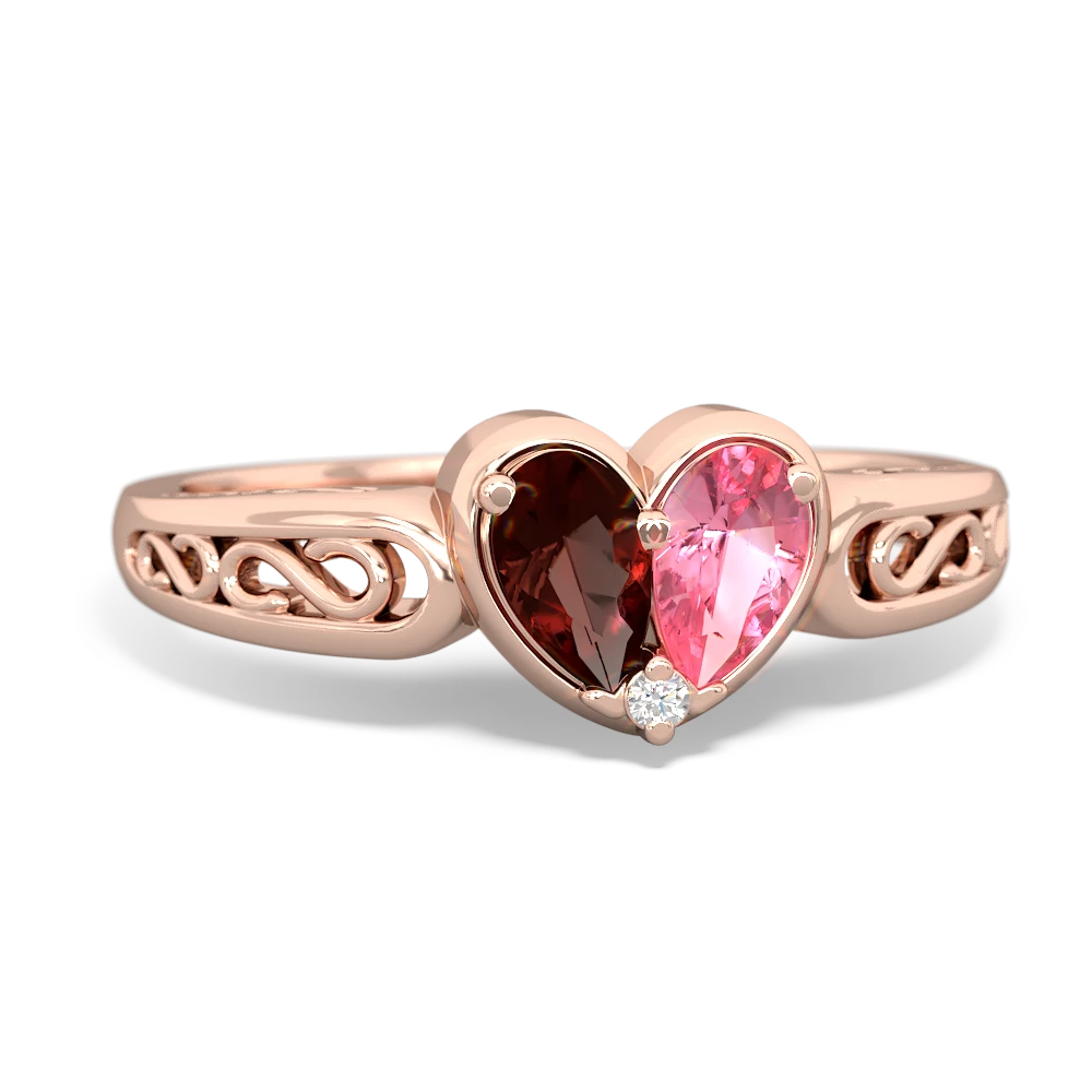 Garnet Filligree 'One Heart' 14K Rose Gold ring R5070