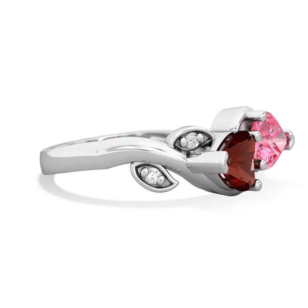 Garnet Floral Elegance 14K White Gold ring R5790