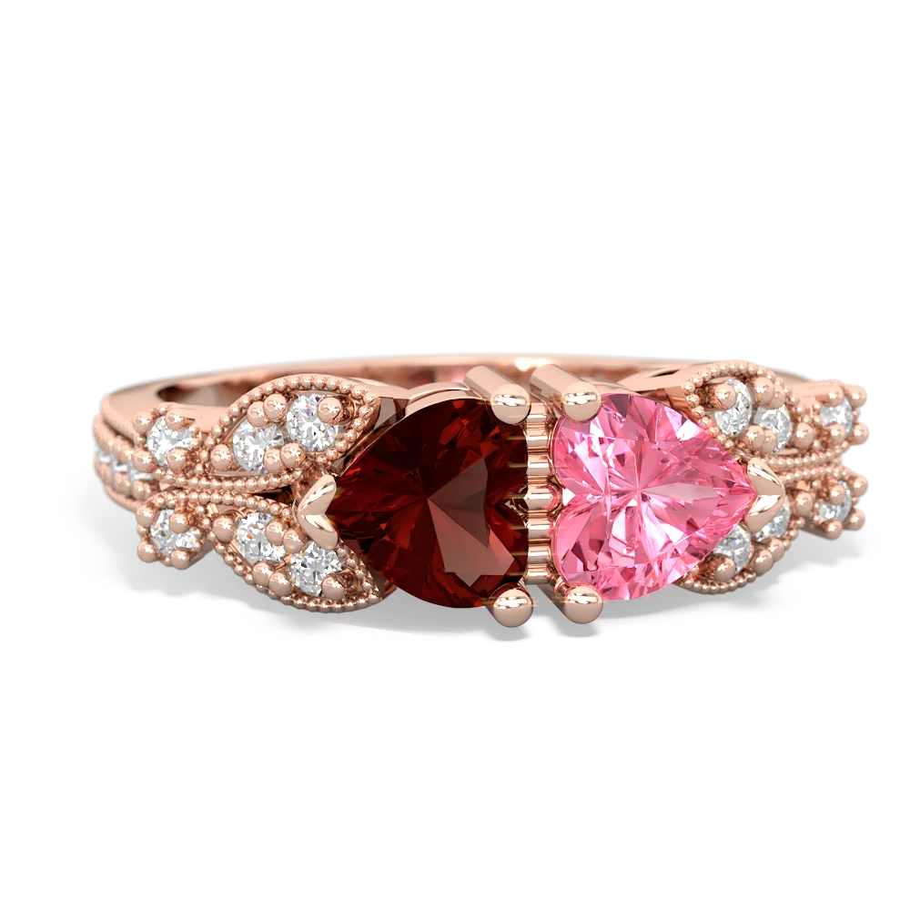 Garnet Diamond Butterflies 14K Rose Gold ring R5601