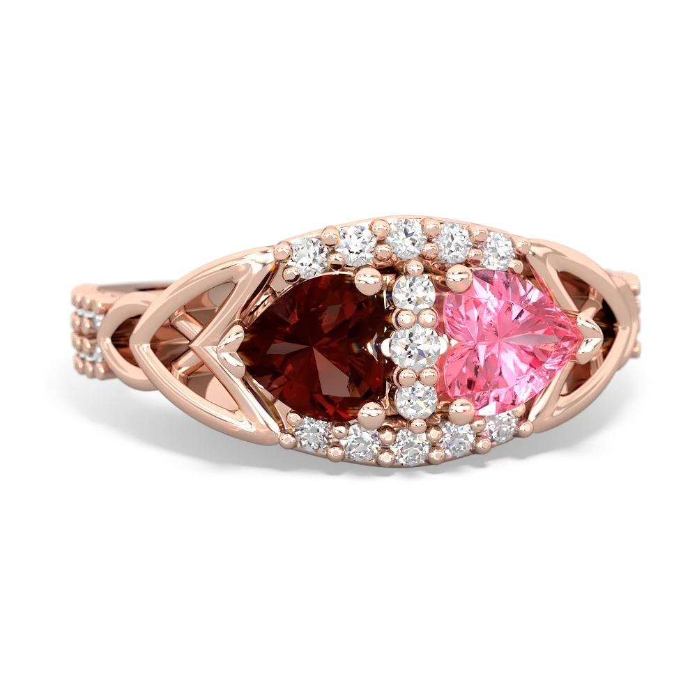 Garnet Sparkling Celtic Knot 14K Rose Gold ring R2645