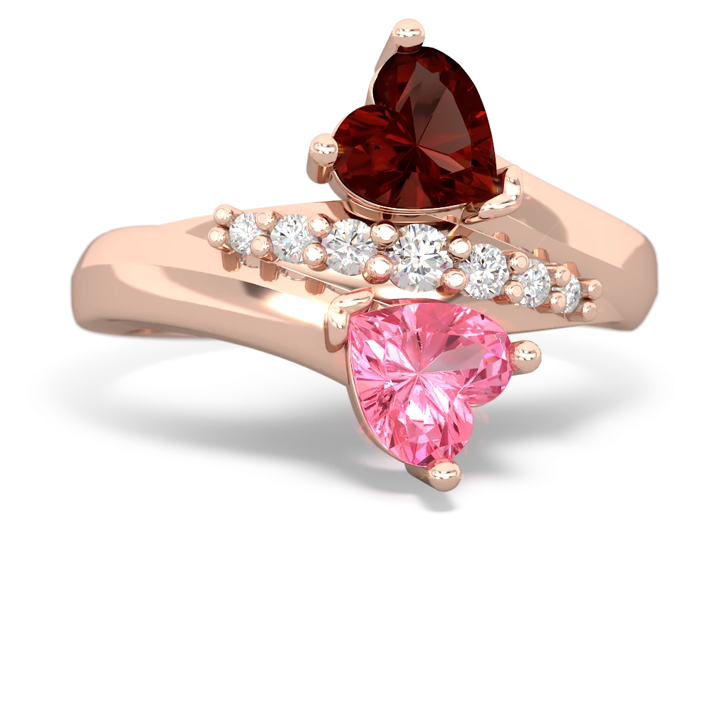 Garnet Heart To Heart 14K Rose Gold ring R2064