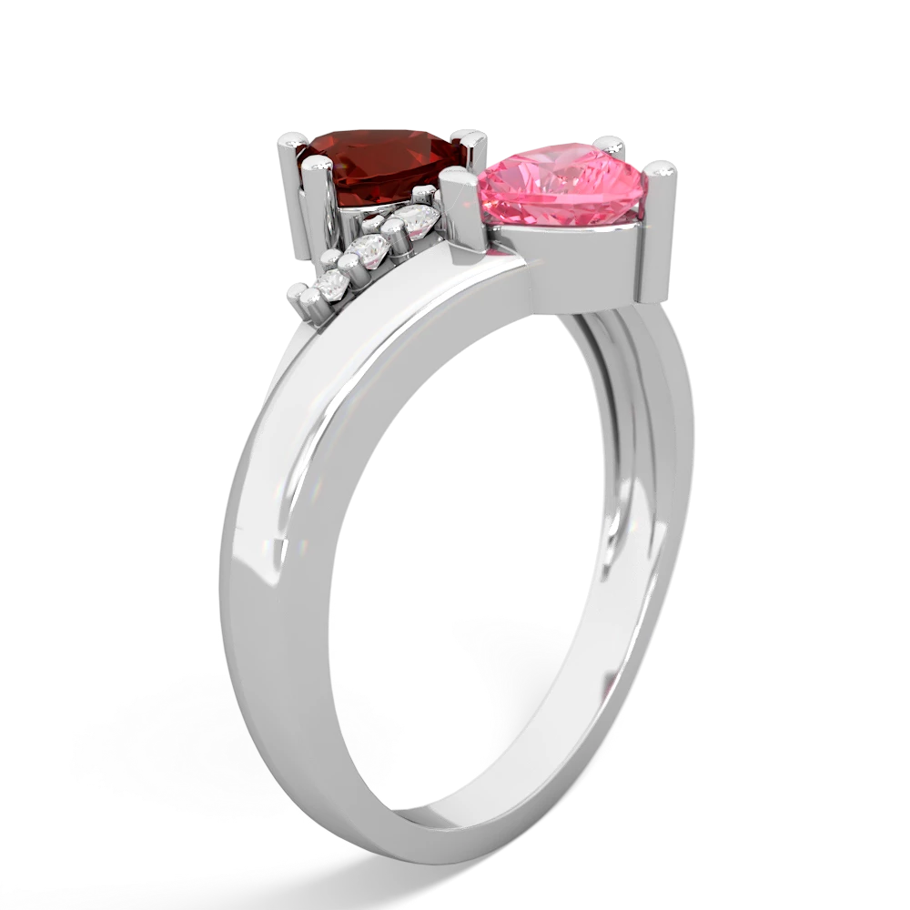 Garnet Heart To Heart 14K White Gold ring R2064