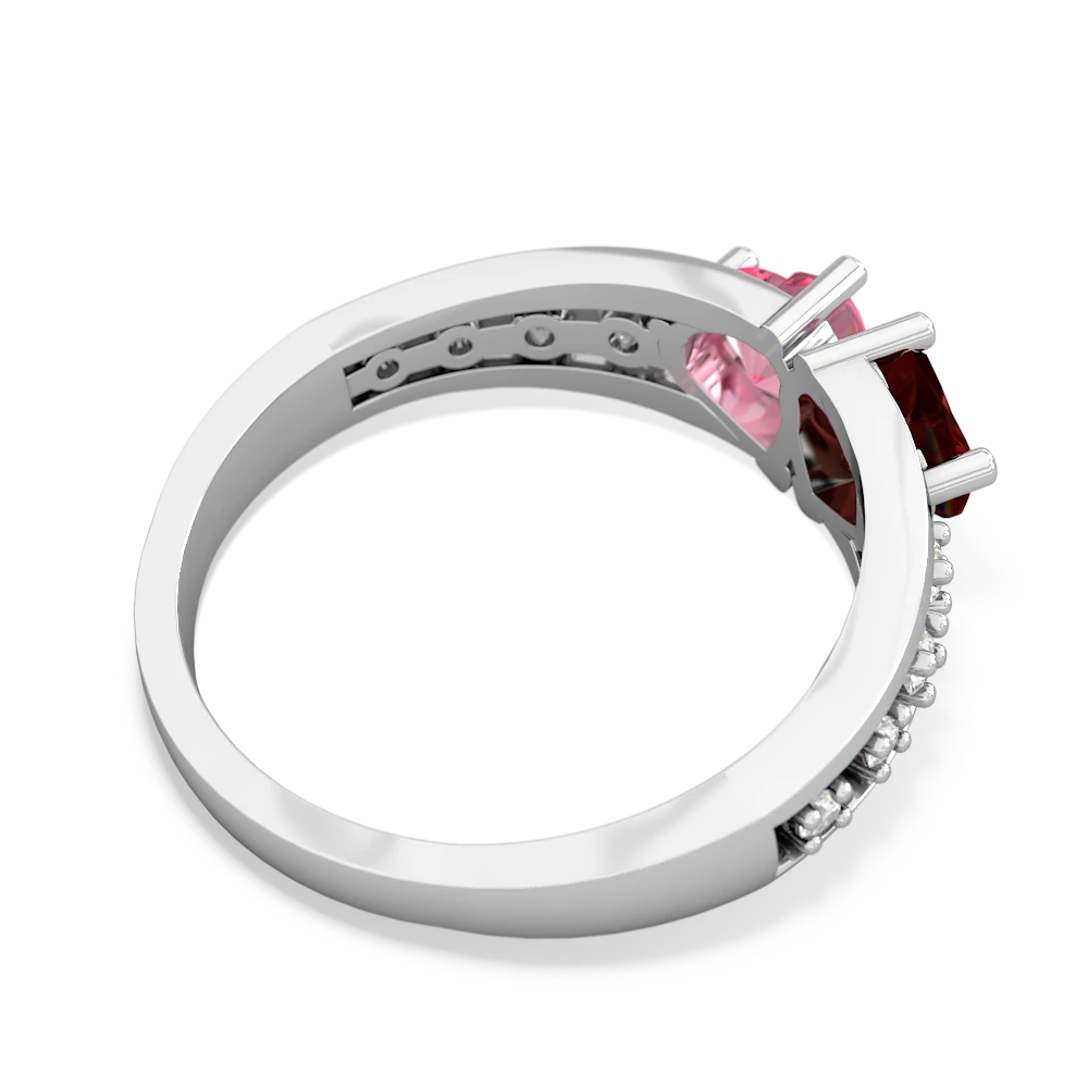 Garnet Heart To Heart 14K White Gold ring R3342