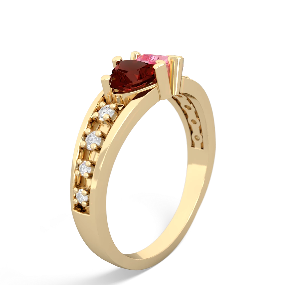 Garnet Heart To Heart 14K Yellow Gold ring R3342