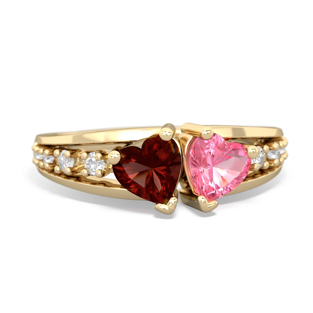 Garnet Heart To Heart 14K Yellow Gold ring R3342