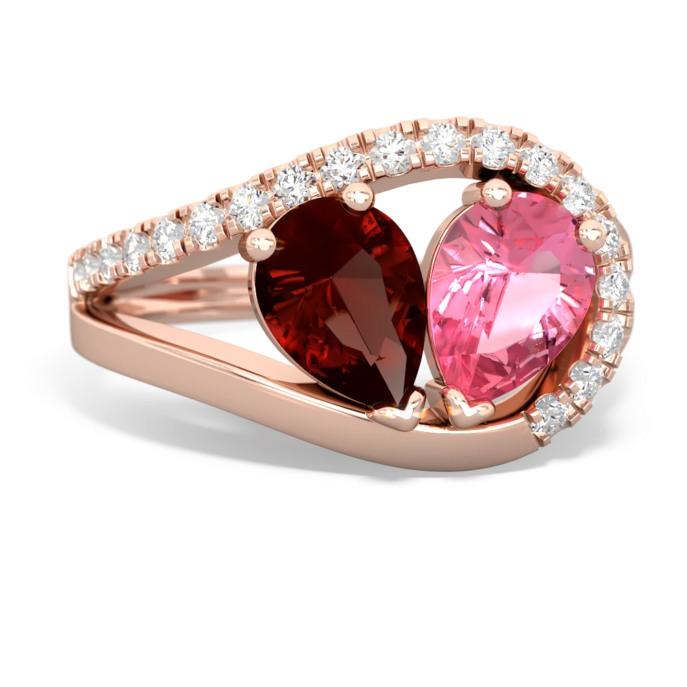 Garnet Nestled Heart Keepsake 14K Rose Gold ring R5650