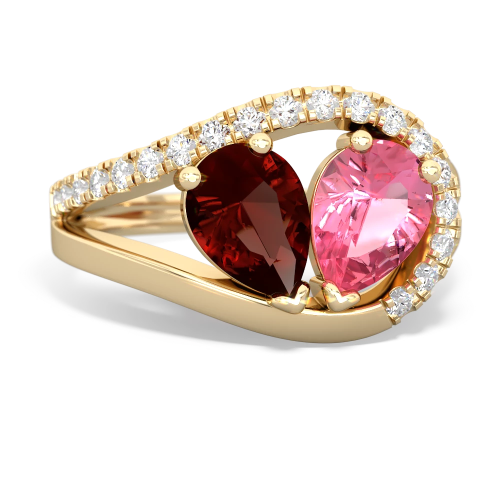 Garnet Nestled Heart Keepsake 14K Yellow Gold ring R5650