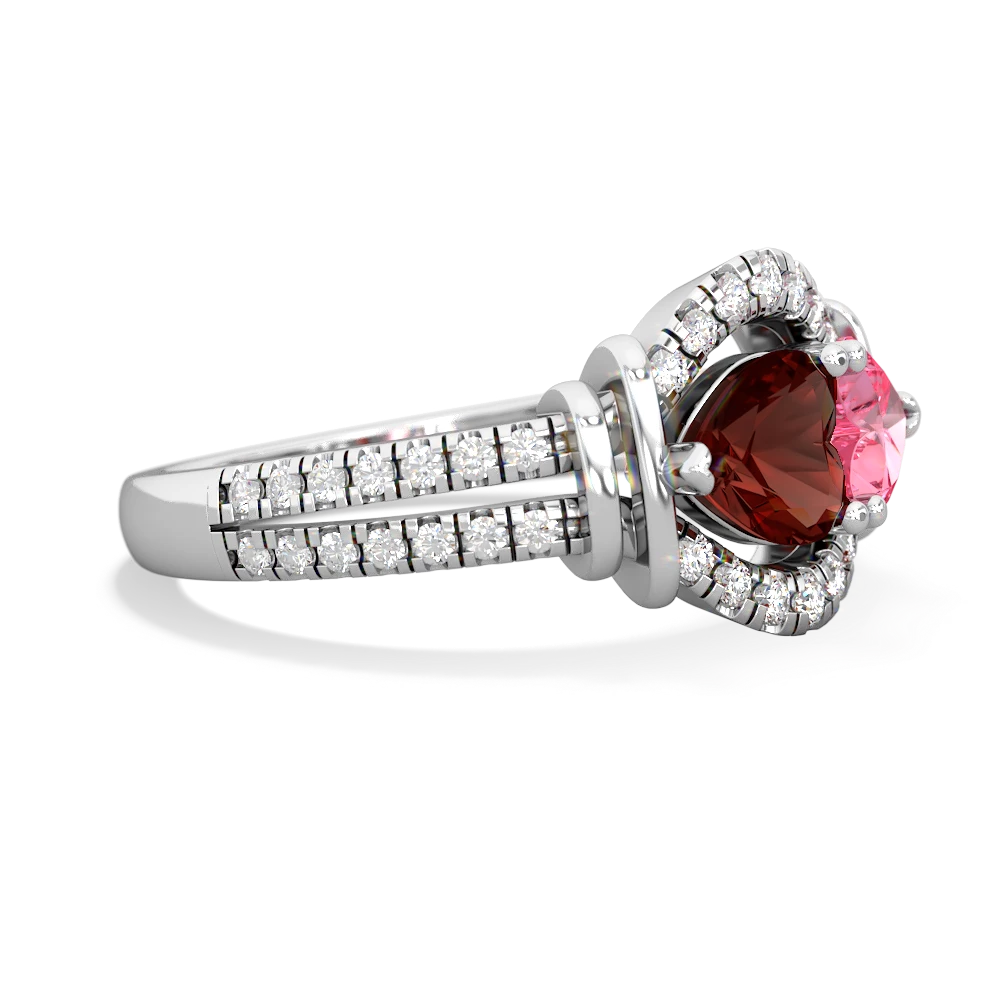 Garnet Art-Deco Keepsake 14K White Gold ring R5630