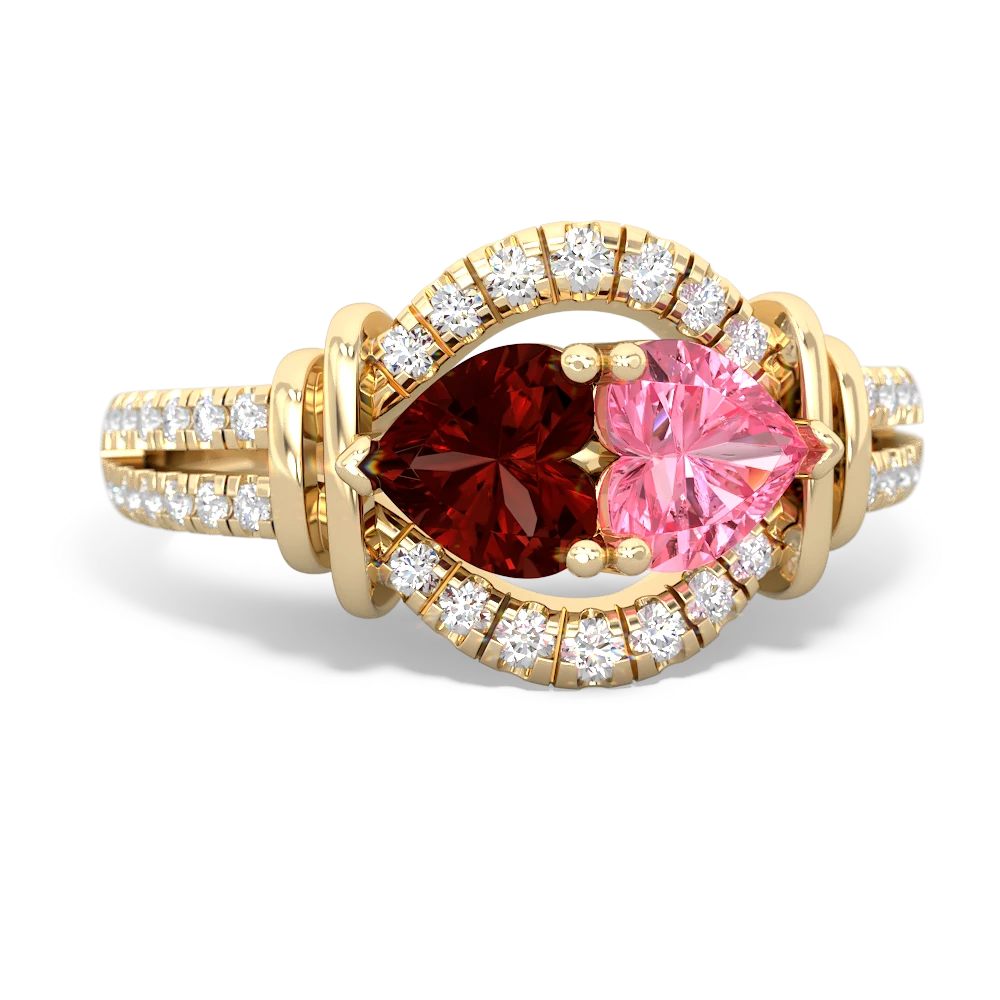 Garnet Art-Deco Keepsake 14K Yellow Gold ring R5630