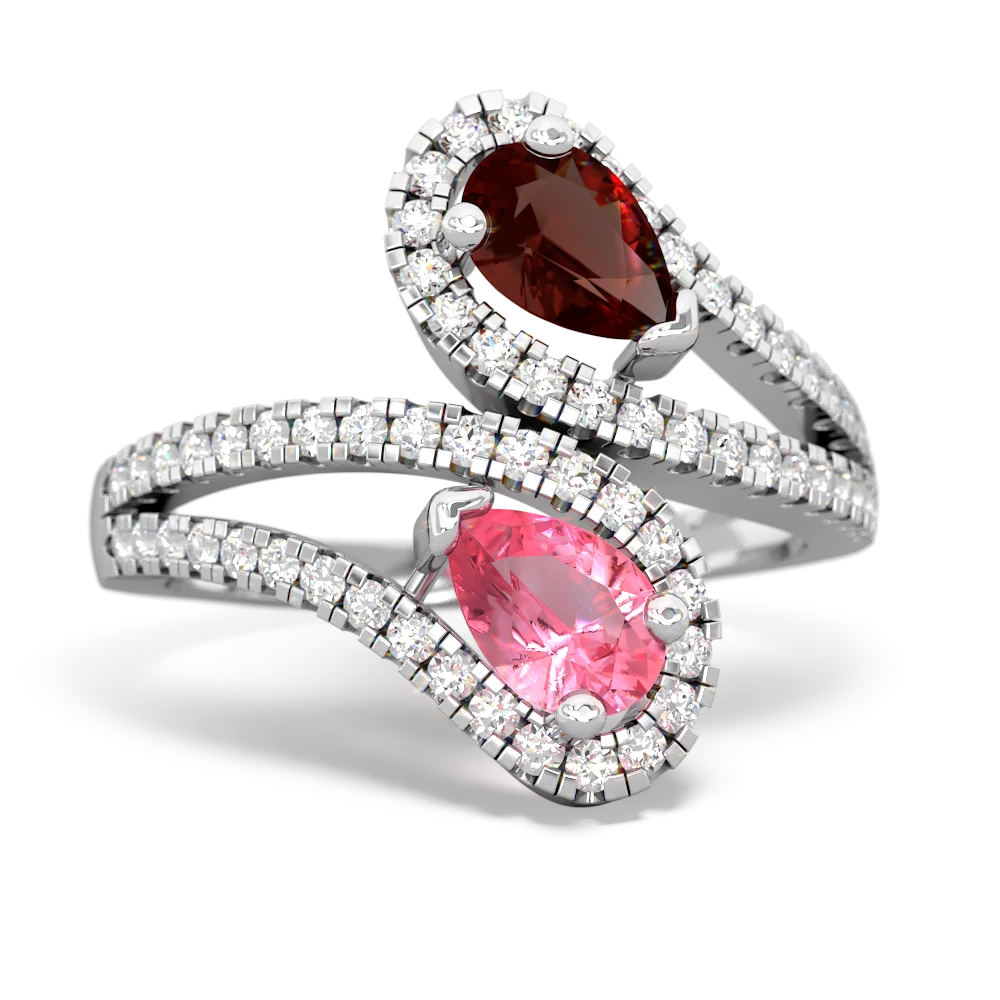 Garnet Diamond Dazzler 14K White Gold ring R3000