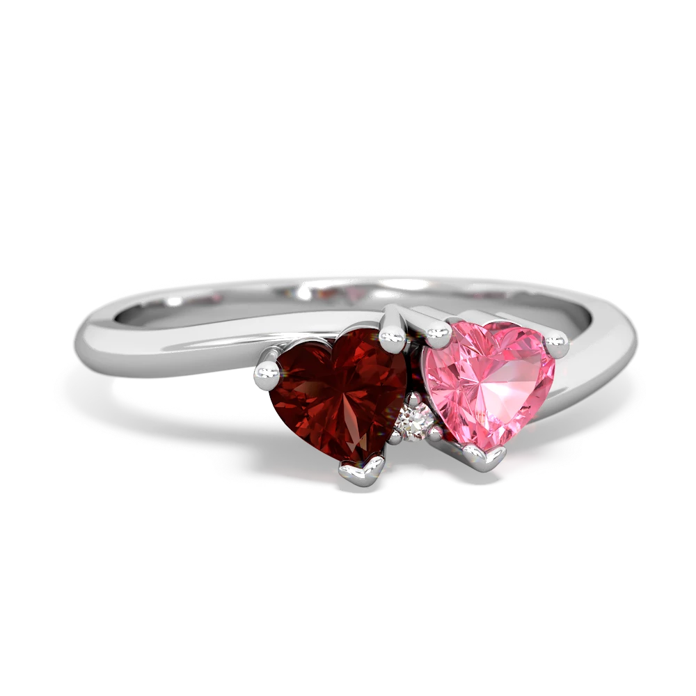 Garnet Sweethearts 14K White Gold ring R5260