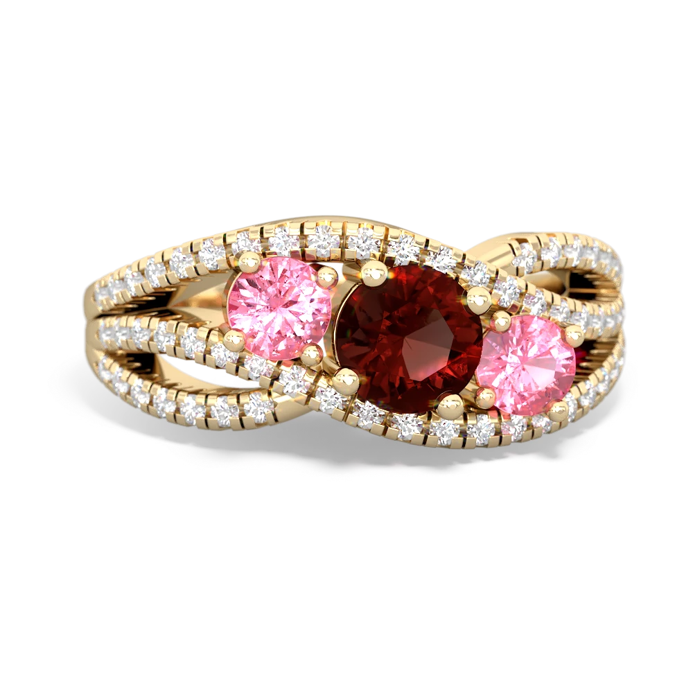 Garnet Three Stone Aurora 14K Yellow Gold ring R3080