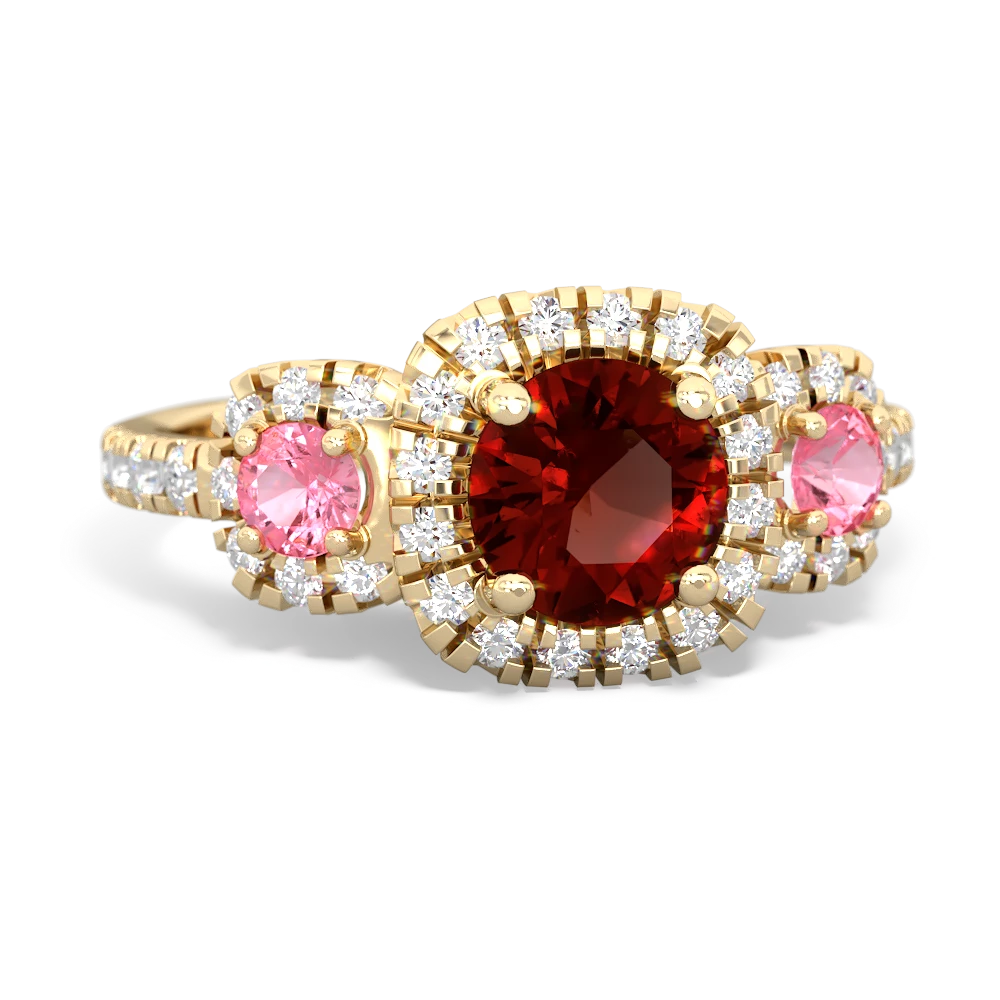 Garnet Regal Halo 14K Yellow Gold ring R5350