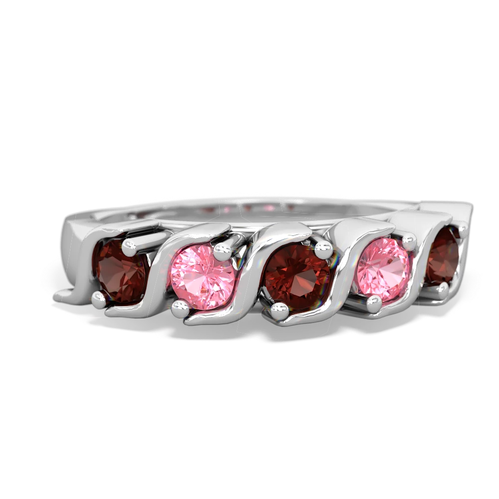 Garnet Anniversary Band 14K White Gold ring R2089