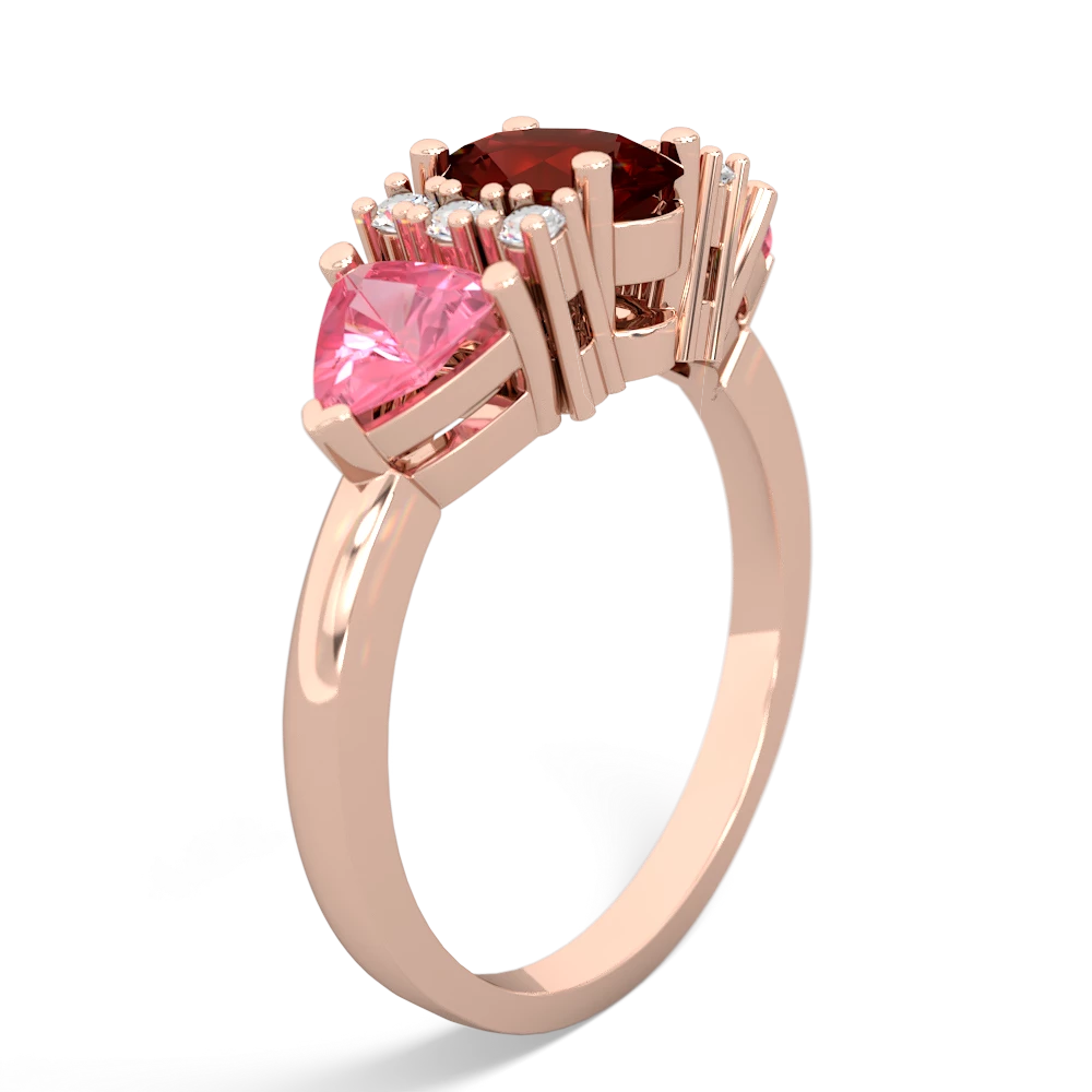 Garnet Antique Style Three Stone 14K Rose Gold ring R2186