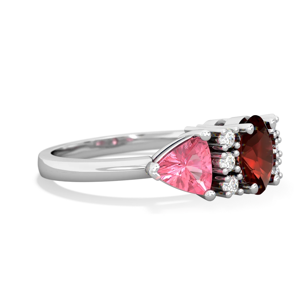 Garnet Antique Style Three Stone 14K White Gold ring R2186