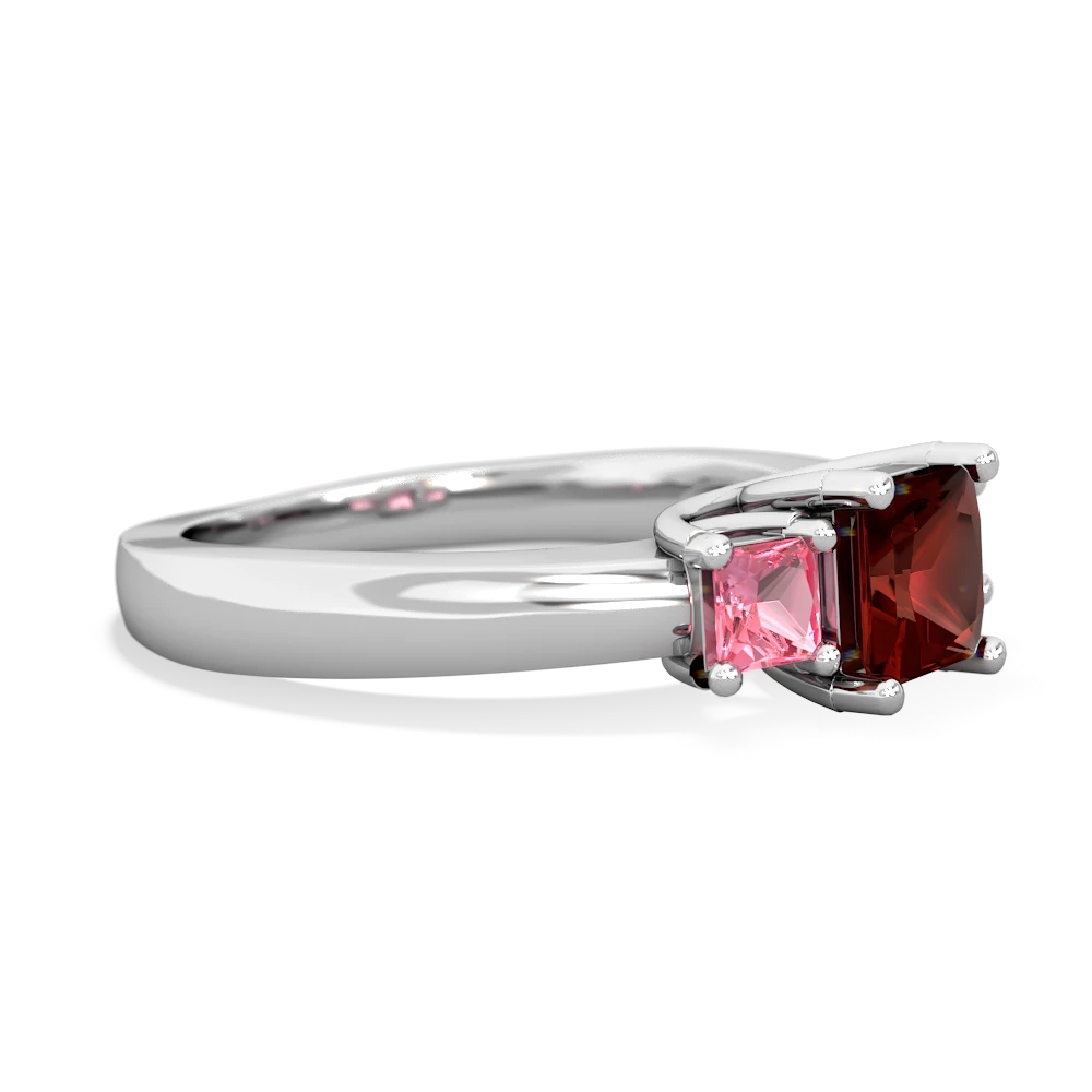 Garnet Three Stone Trellis 14K White Gold ring R4015