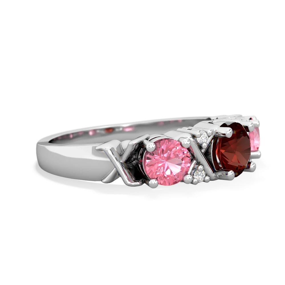 Garnet Hugs And Kisses 14K White Gold ring R5016