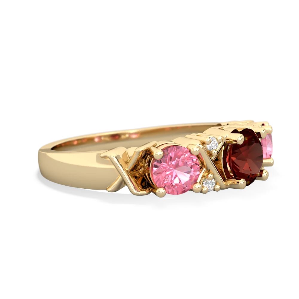 Garnet Hugs And Kisses 14K Yellow Gold ring R5016