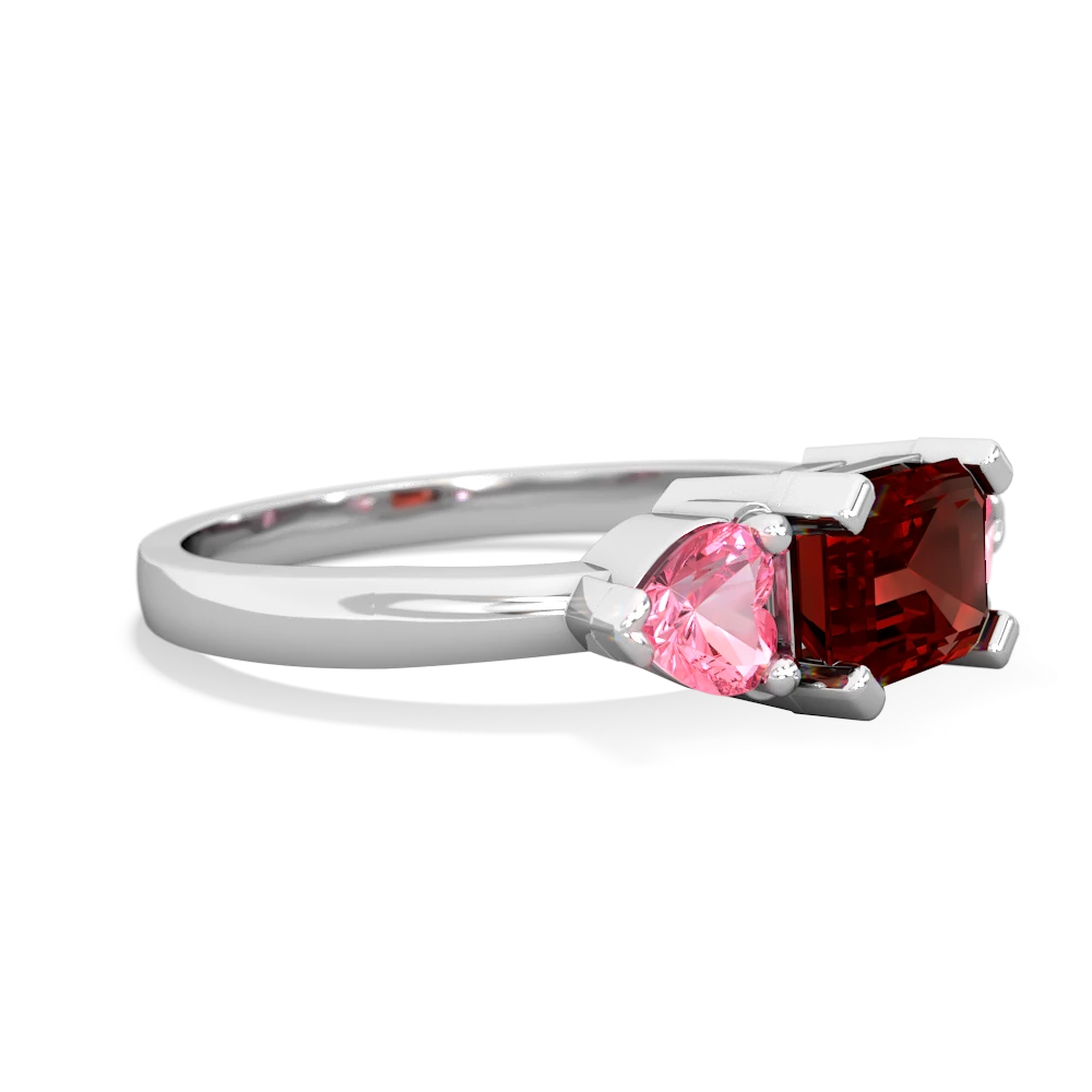 Garnet Three Stone 14K White Gold ring R5235