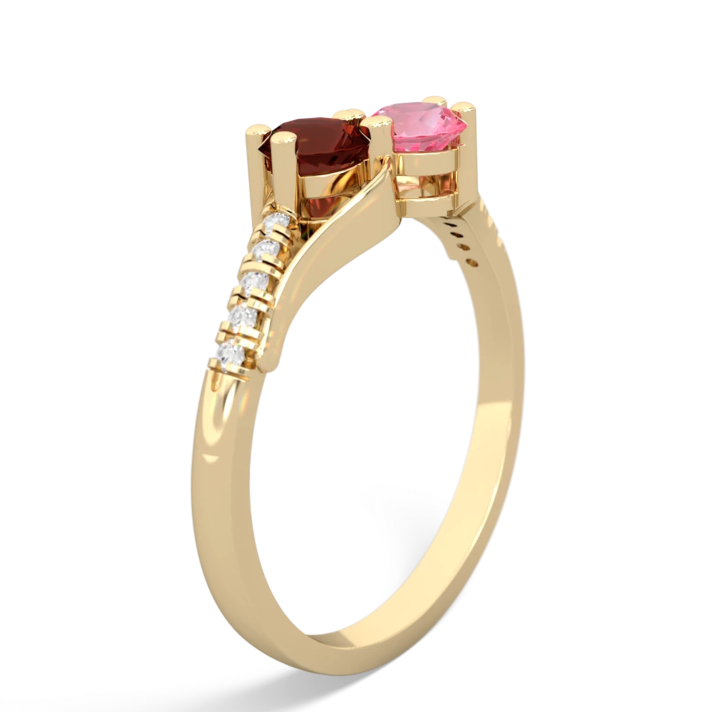 Garnet Infinity Pave Two Stone 14K Yellow Gold ring R5285