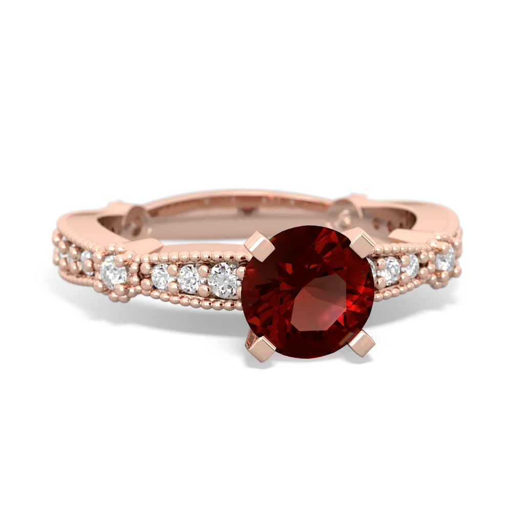 Garnet Sparkling Tiara 6Mm Round 14K Rose Gold ring R26296RD