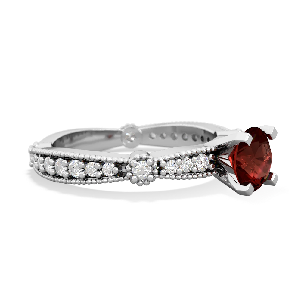 Garnet Sparkling Tiara 6Mm Round 14K White Gold ring R26296RD