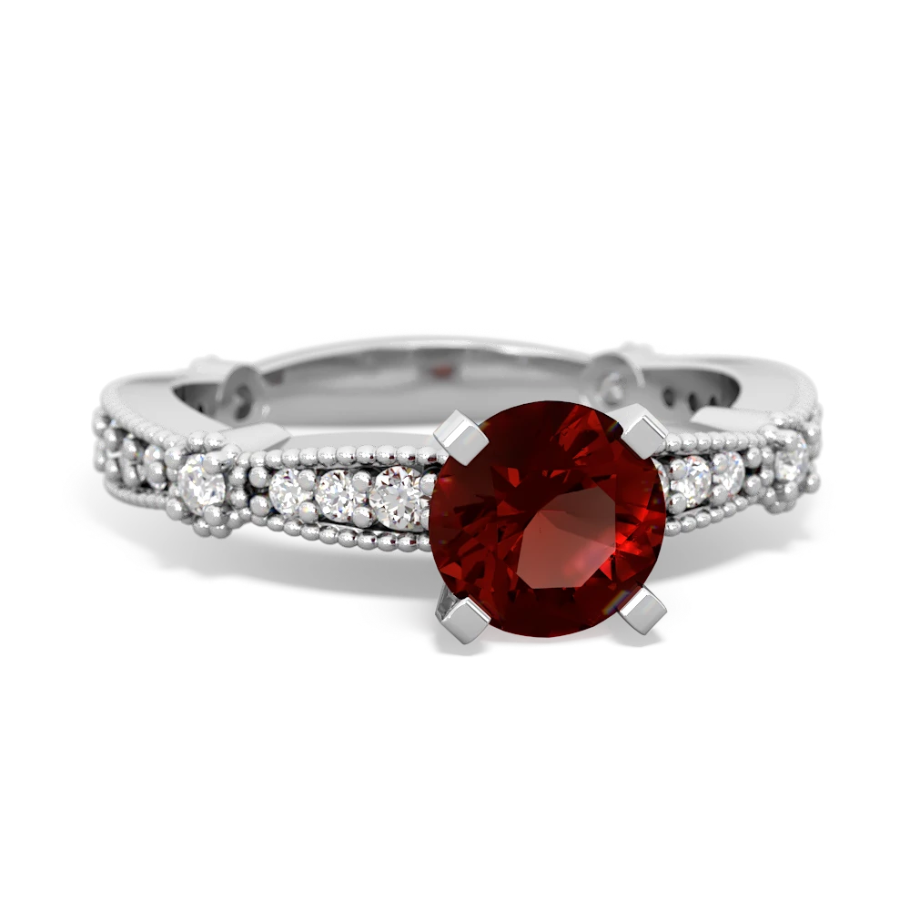 Garnet Sparkling Tiara 6Mm Round 14K White Gold ring R26296RD