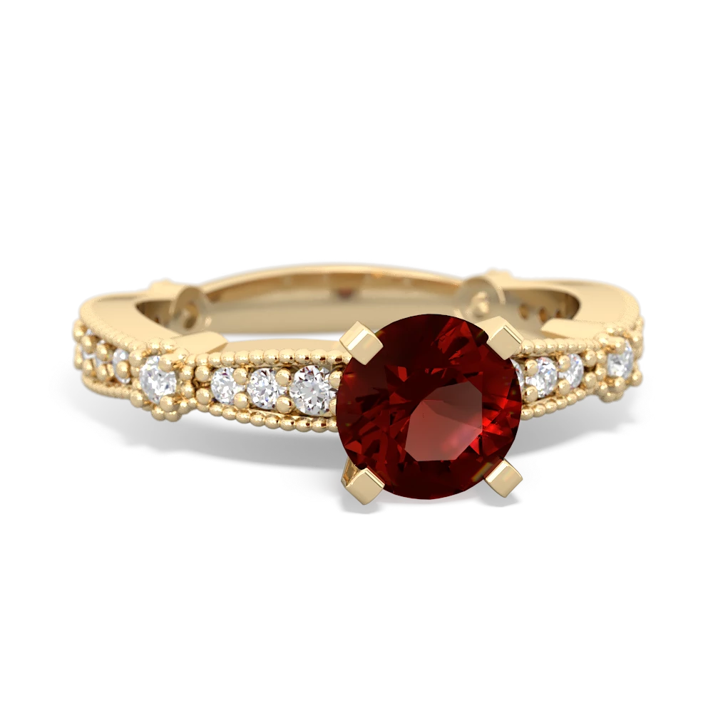 Garnet Sparkling Tiara 6Mm Round 14K Yellow Gold ring R26296RD