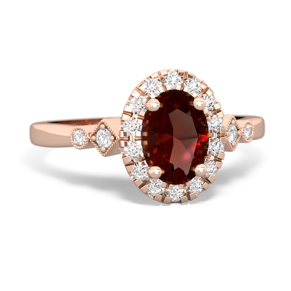 Garnet Antique-Style Halo 14K Rose Gold ring R5720 - front view