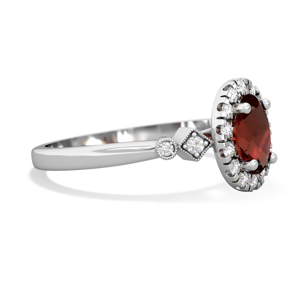 Garnet Antique-Style Halo 14K White Gold ring R5720