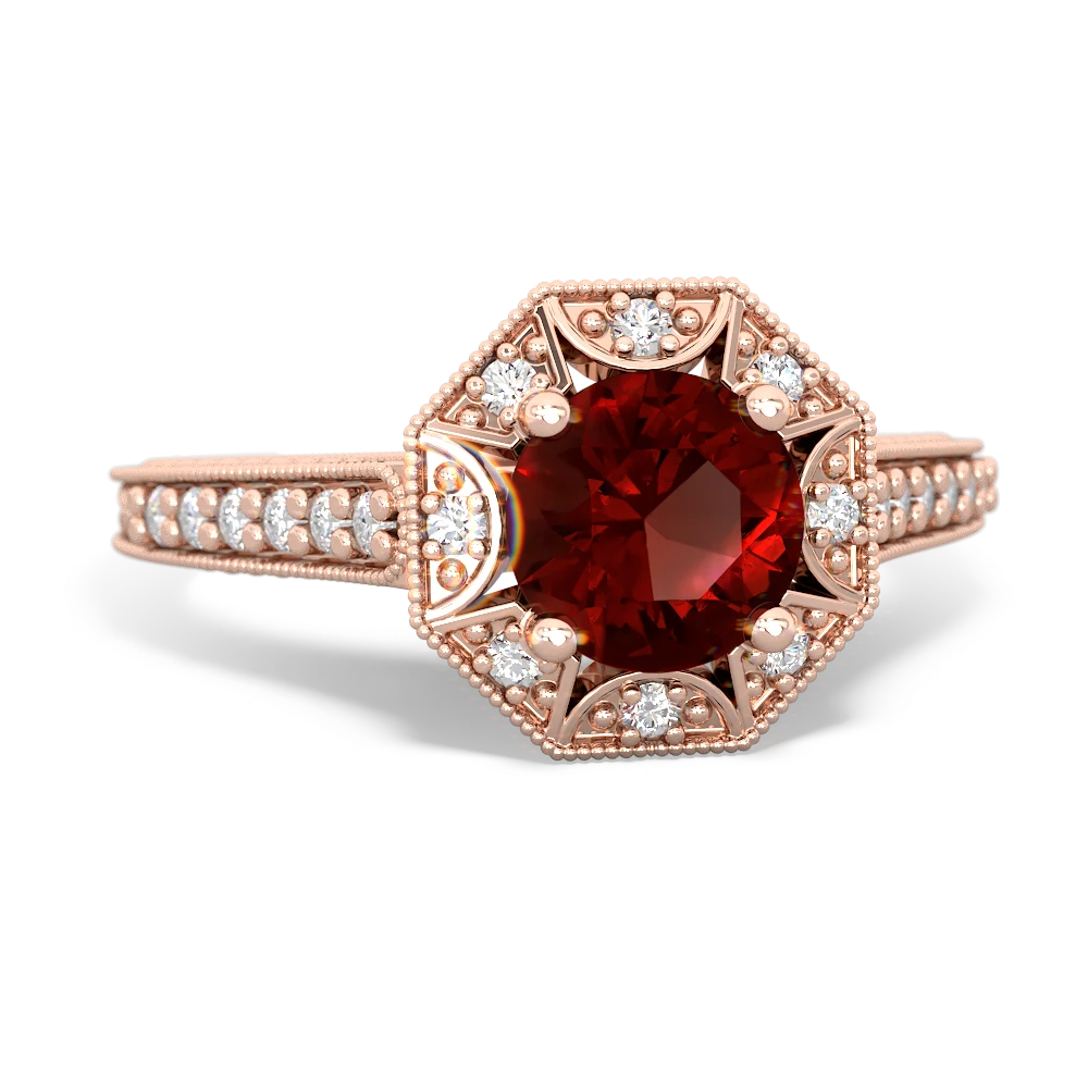 Garnet Art-Deco Starburst 14K Rose Gold ring R5520