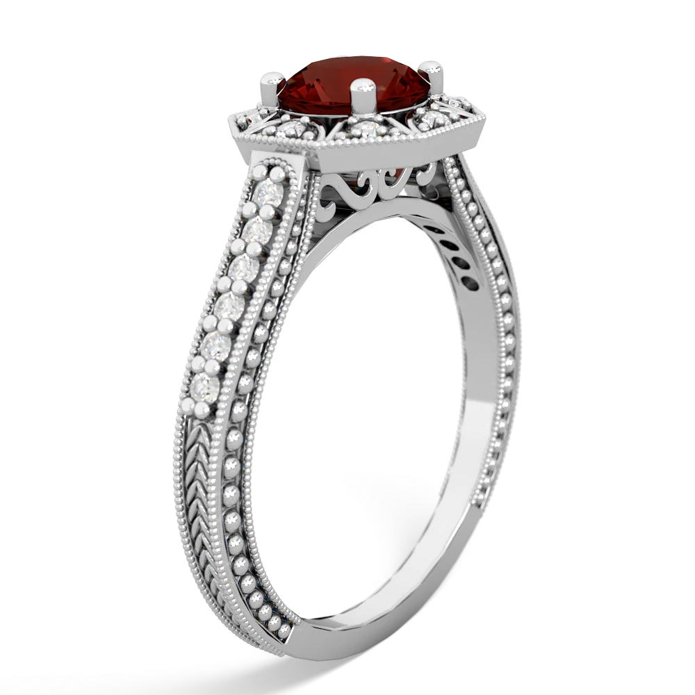 Garnet Art-Deco Starburst 14K White Gold ring R5520