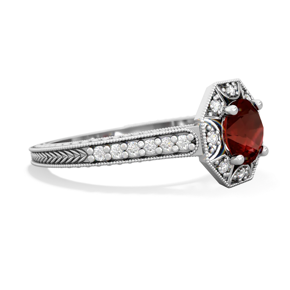 Garnet Art-Deco Starburst 14K White Gold ring R5520