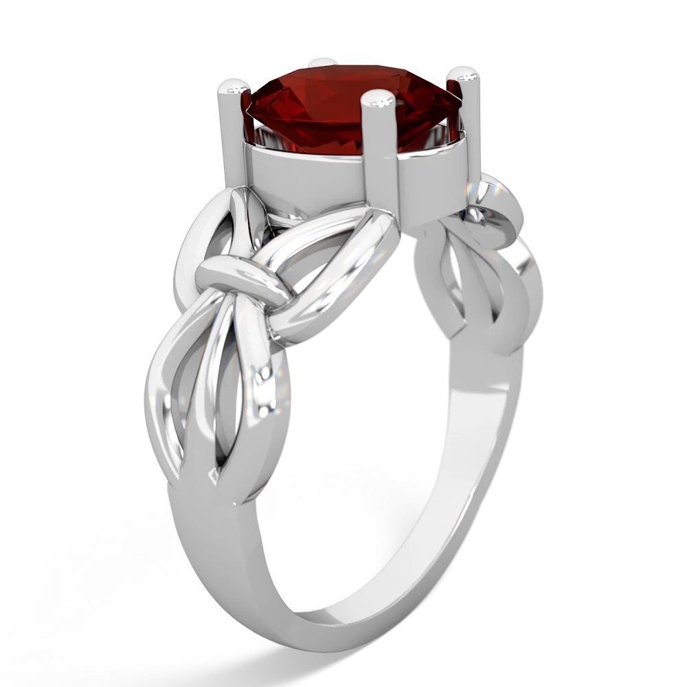 Garnet Celtic Knot Cocktail 14K White Gold ring R2377