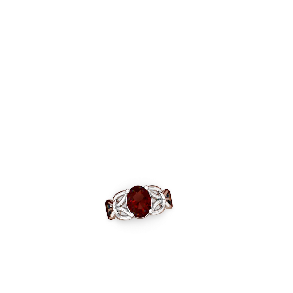 Garnet Celtic Knot Cocktail 14K White Gold ring R2377