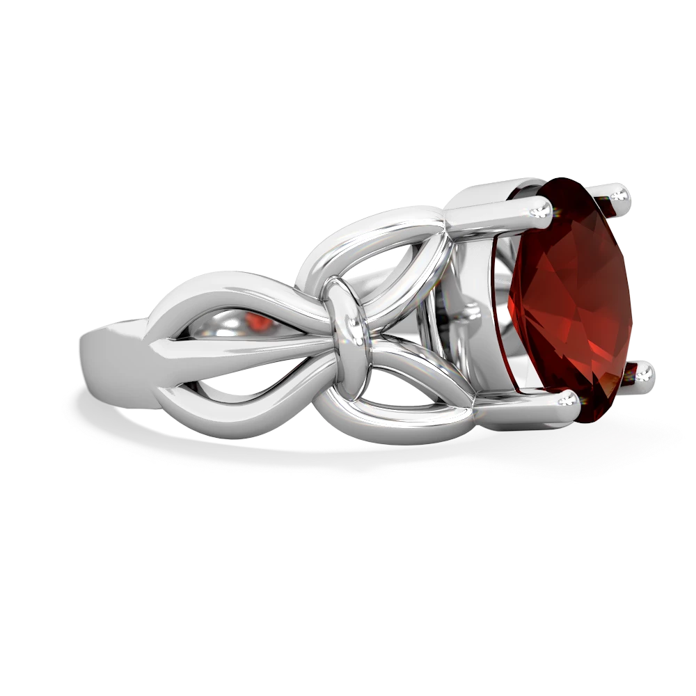 Garnet Celtic Knot Cocktail 14K White Gold ring R2377