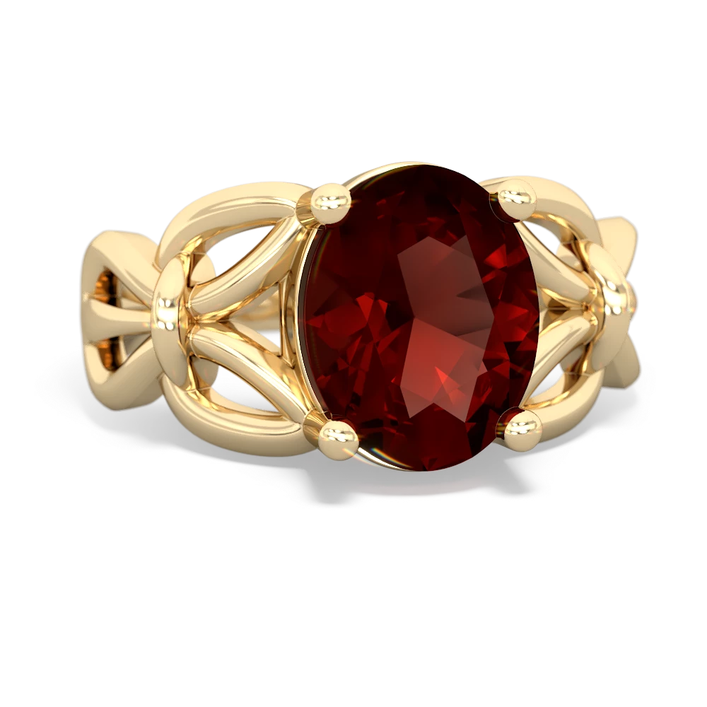 Garnet Celtic Knot Cocktail 14K Yellow Gold ring R2377