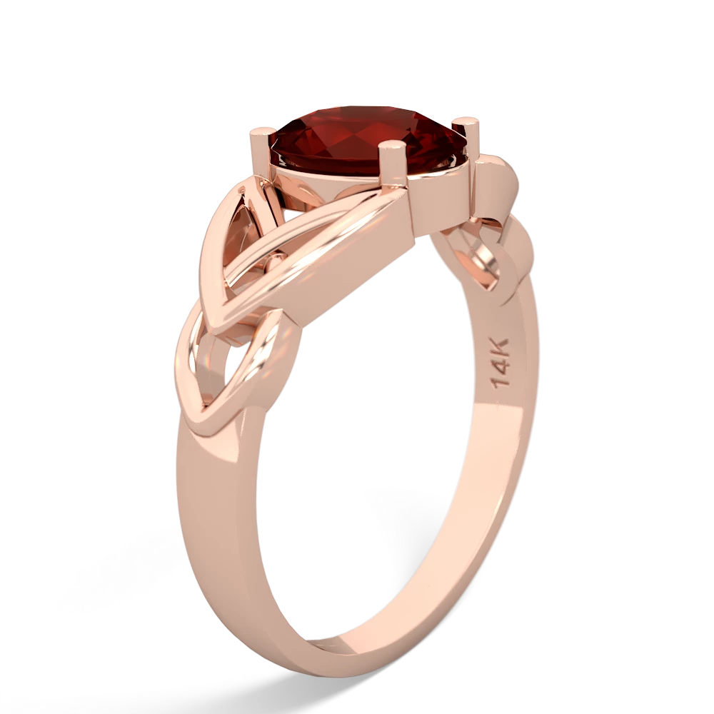 Garnet Celtic Trinity Knot 14K Rose Gold ring R2389